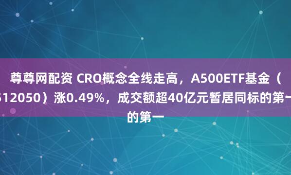 尊尊网配资 CRO概念全线走高,A500ETF基金(512050)涨0.49%,成交额超40亿元暂居同标的第一