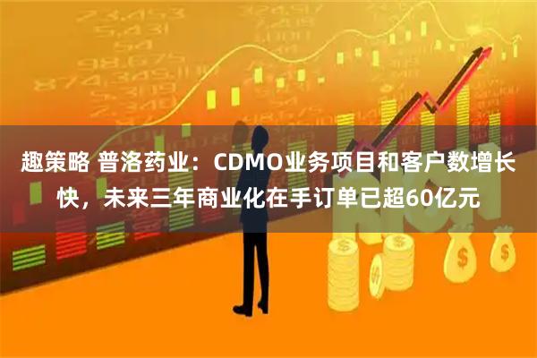 趣策略 普洛药业：CDMO业务项目和客户数增长快，未来三年商业化在手订单已超60亿元